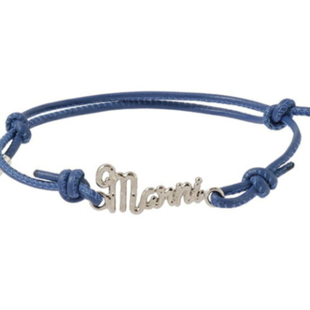 BNWT AW22 MARNI LOGO PLAQUE ROPE BRACELET BLUE